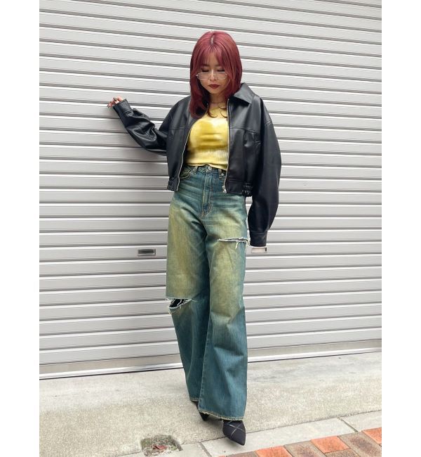 EVRIS「サイドカッティングレースワイドデニム」|デニム|