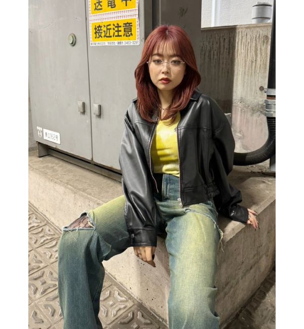 EVRIS「サイドカッティングレースワイドデニム」|デニム|