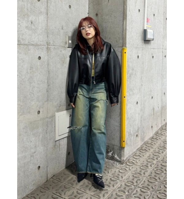 EVRIS「サイドカッティングレースワイドデニム」|デニム|