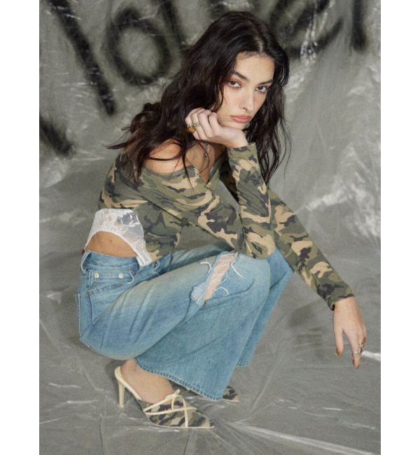 EVRIS「サイドカッティングレースワイドデニム」|デニム|