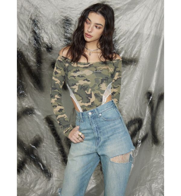 EVRIS「サイドカッティングレースワイドデニム」|デニム|