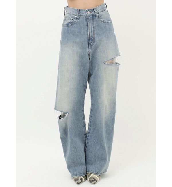 EVRIS「サイドカッティングレースワイドデニム」|デニム|