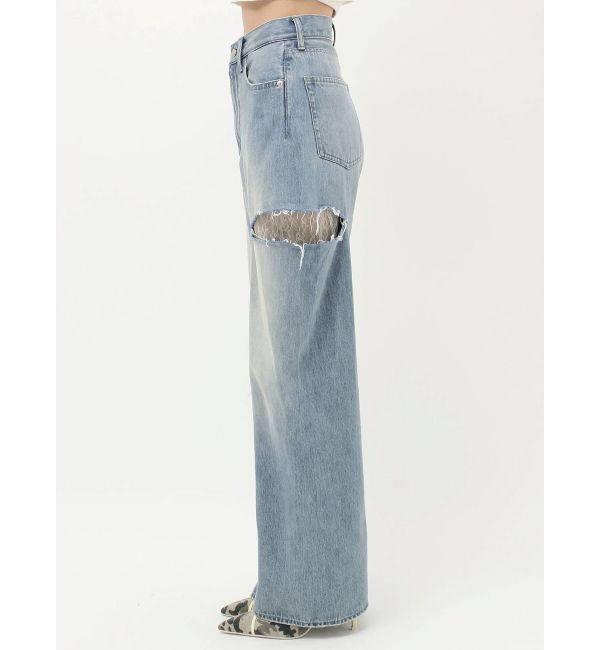 EVRIS「サイドカッティングレースワイドデニム」|デニム|