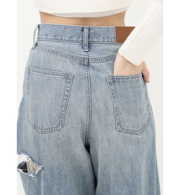 EVRIS「サイドカッティングレースワイドデニム」|デニム|