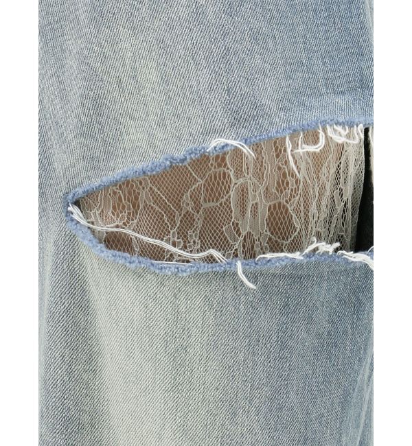 EVRIS「サイドカッティングレースワイドデニム」|デニム|