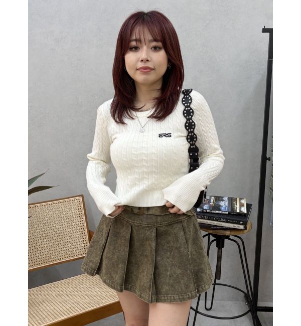 EVRIS「ワンポイントバックオープンケーブルニット」|ニット・セーター|