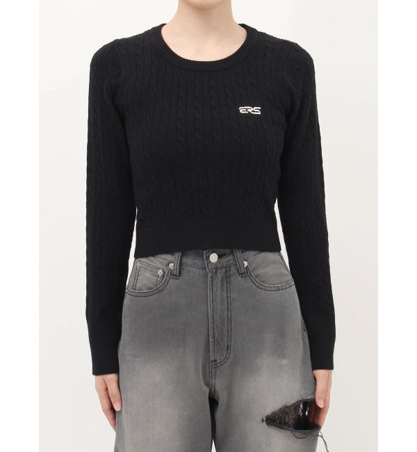 EVRIS「ワンポイントバックオープンケーブルニット」|ニット・セーター|