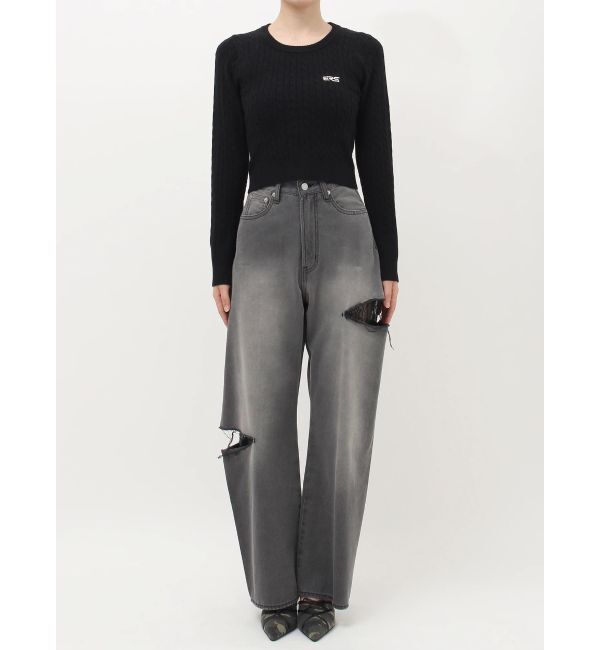 EVRIS「ワンポイントバックオープンケーブルニット」|ニット・セーター|