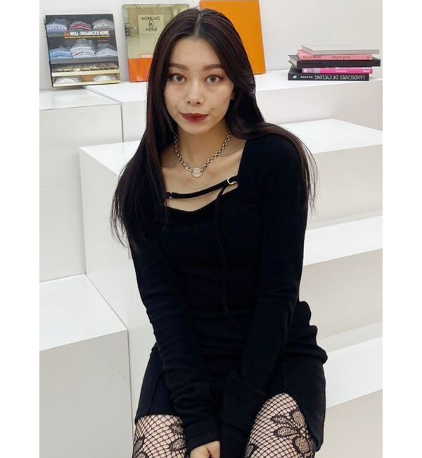 EVRIS「カットタイトミニワンピース」|ワンピース|ブラック