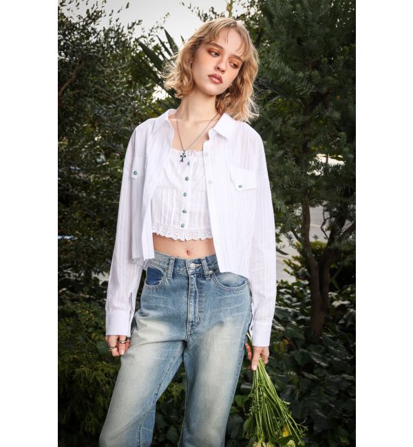 EVRIS「スリムフレアデニムパンツ」|デニム|