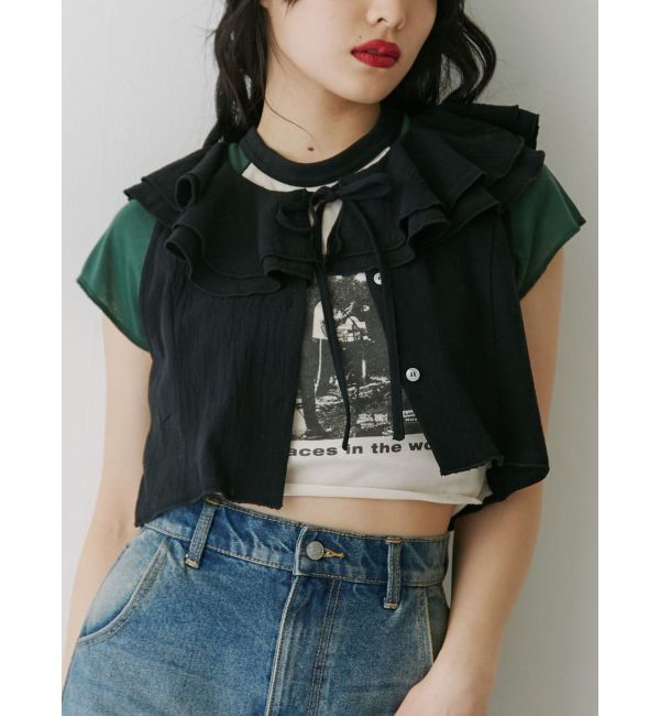 jouetie「エアリーフリルノースリブラウス【セットアップ対応】」|シャツ・ブラウス|ブラック