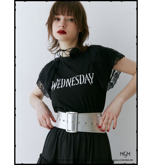 jouetie「レースドッキングラグランTシャツ【コラボ】」|Tシャツ・カットソー|ブラック