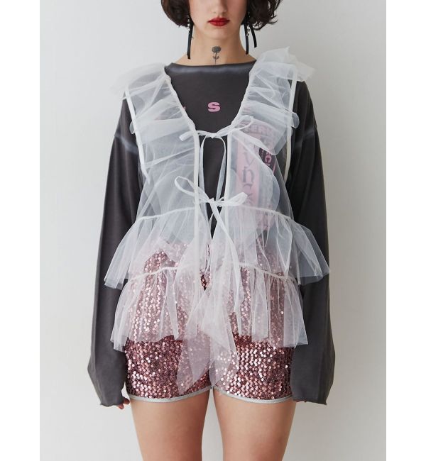 jouetie「チュールドレープフリルベスト」|シャツ・ブラウス|オフホワイト