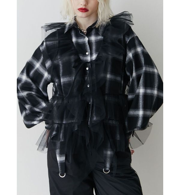 jouetie「チュールドレープフリルベスト」|シャツ・ブラウス|