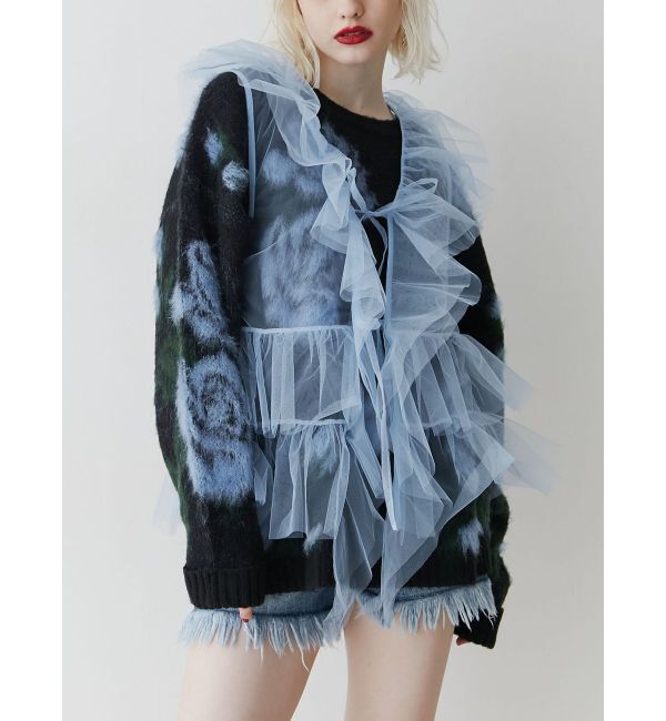 jouetie「チュールドレープフリルベスト」|シャツ・ブラウス|ブルー