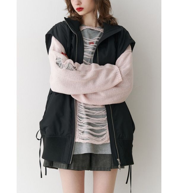 jouetie「ギャザーリボンMA-1ベスト」|ダウンベスト・ベスト|