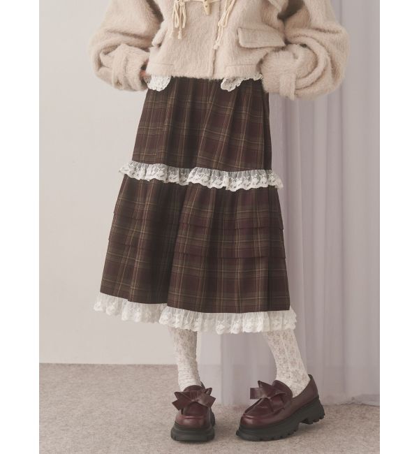 merry jenny「タックフリルミディスカート」|スカート|ブラウン