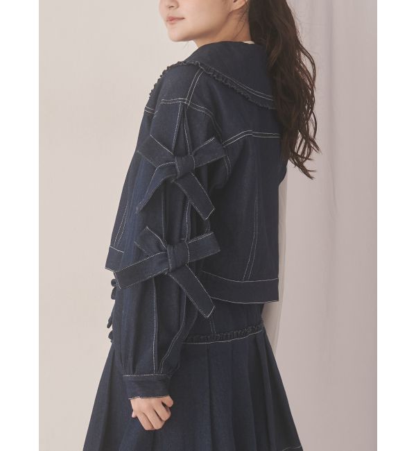merry jenny「Bigリボンデニムジャケット」|デニムジャケット|ブルー
