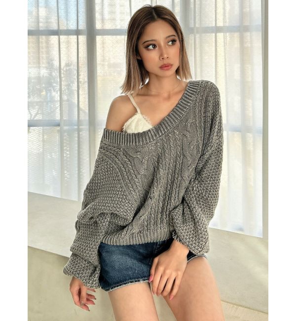 GYDA「2WAYブリーチBACKボタンニットトップス」|ニット・セーター|