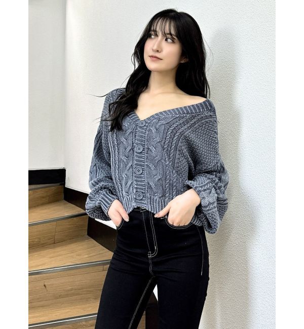 GYDA「2WAYブリーチBACKボタンニットトップス」|ニット・セーター|ネイビー