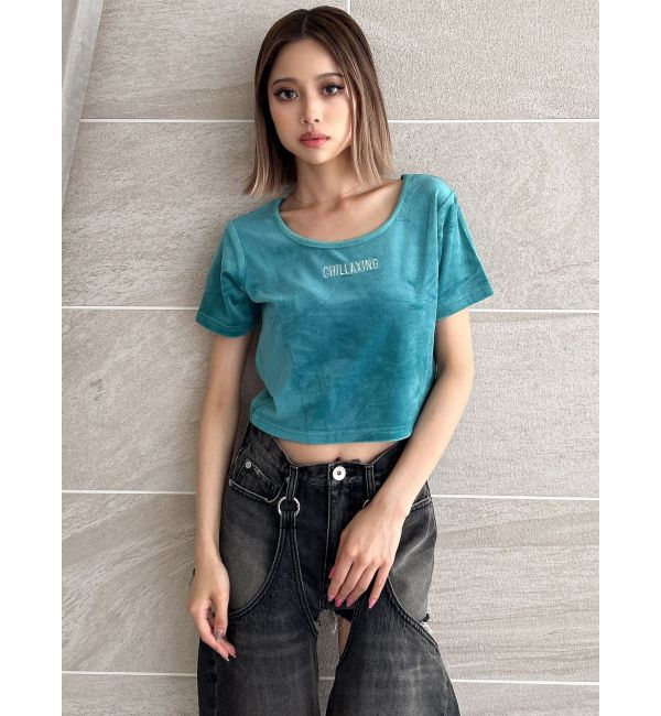 GYDA「CHILLAXING embroideryベロアトップス」|Tシャツ・カットソー|