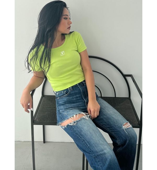 GYDA「SIDE RIPPEDストレートワイドデニムパンツ」|デニム|