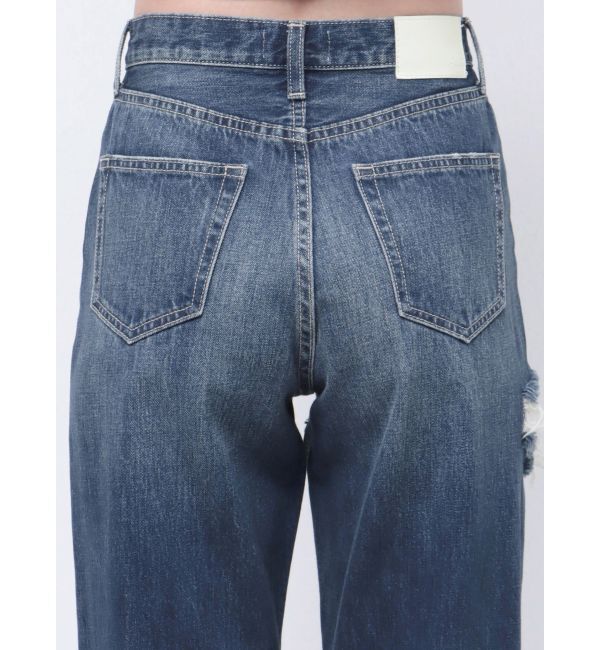 GYDA「SIDE RIPPEDストレートワイドデニムパンツ」|デニム|