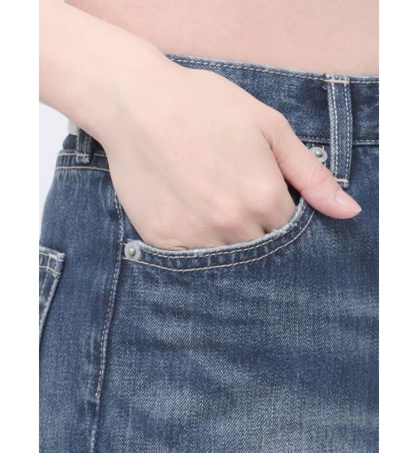 GYDA「SIDE RIPPEDストレートワイドデニムパンツ」|デニム|