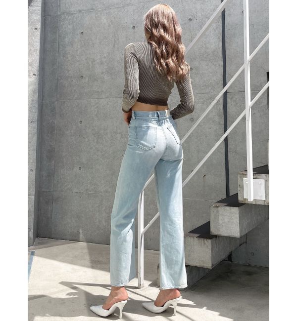 GYDA「SIDE RIPPEDストレートワイドデニムパンツ」|デニム|