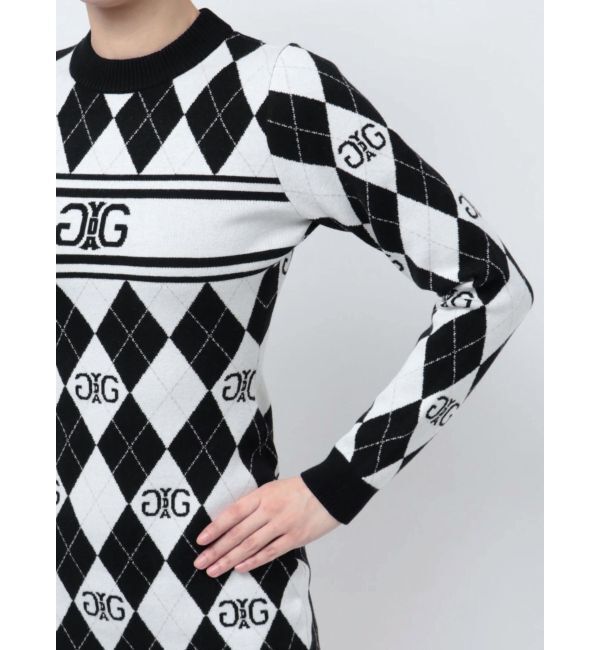 GYDA「アーガイルSymmetry GYDAタイトニットワンピース」|ワンピース|