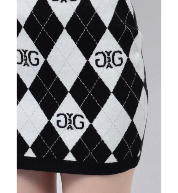 GYDA「アーガイルSymmetry GYDAタイトニットワンピース」|ワンピース|