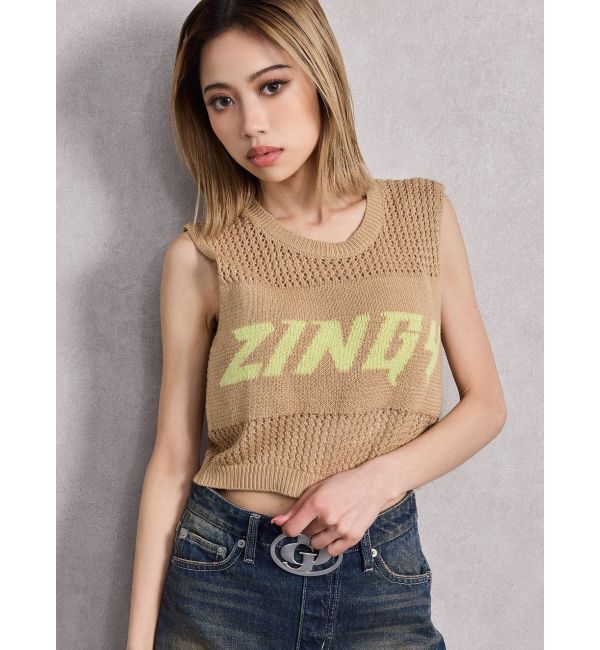 GYDA「ZINGY メッシュニットタンクトップ」|タンクトップ|ベージュ