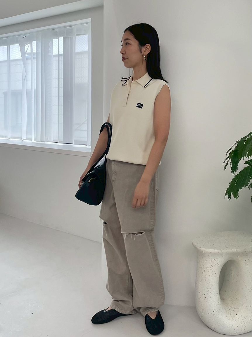 Mila Owen「【WEB限定00サイズ】ワイドテーパードカットアウトデニムパンツ」|デニム|