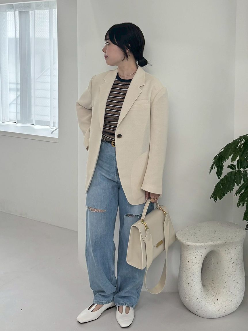 Mila Owen「【WEB限定00サイズ】ワイドテーパードカットアウトデニムパンツ」|デニム|