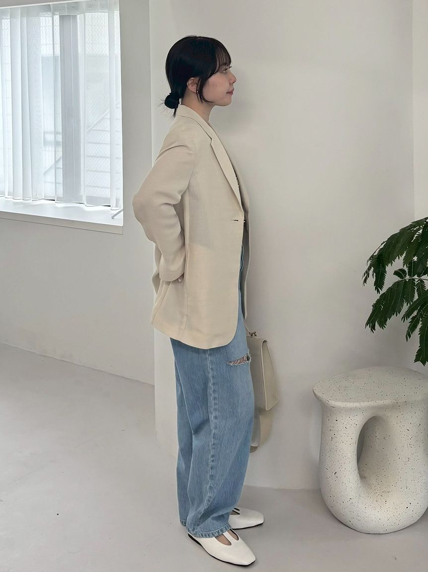 Mila Owen「【WEB限定00サイズ】ワイドテーパードカットアウトデニムパンツ」|デニム|