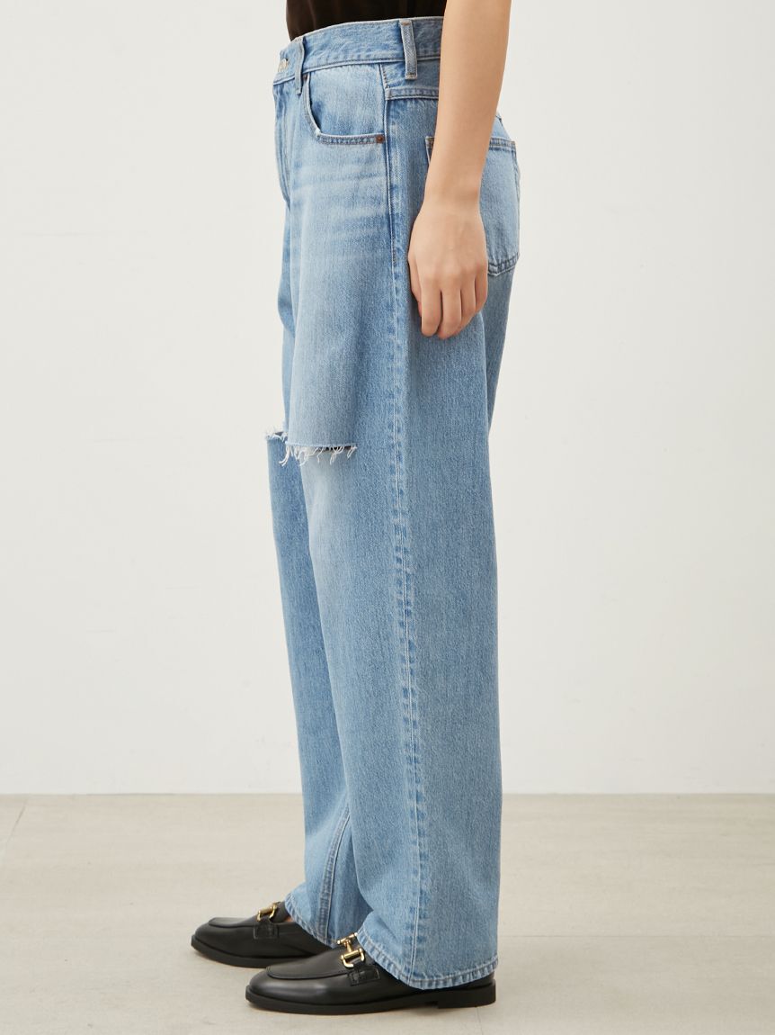 Mila Owen「【WEB限定00サイズ】ワイドテーパードカットアウトデニムパンツ」|デニム|