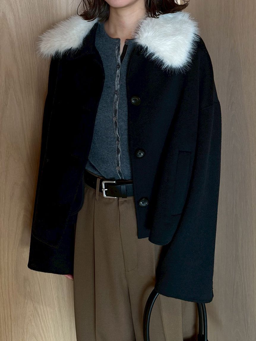 Mila Owen「2wayファーカラーリバーショートコート」|チェスターコート|