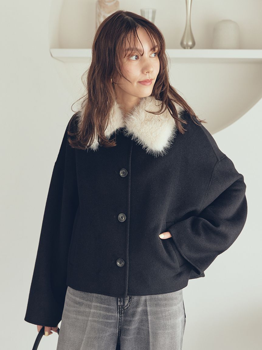 Mila Owen「2wayファーカラーリバーショートコート」|チェスターコート|