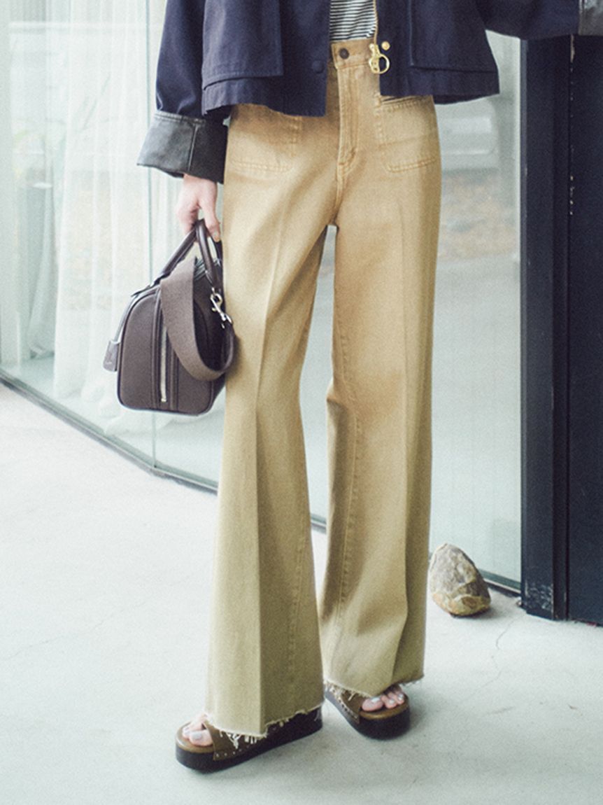 Mila Owen「【MILA PANTS】玉縁ポケットセミフレアデニムパンツ」|デニム|