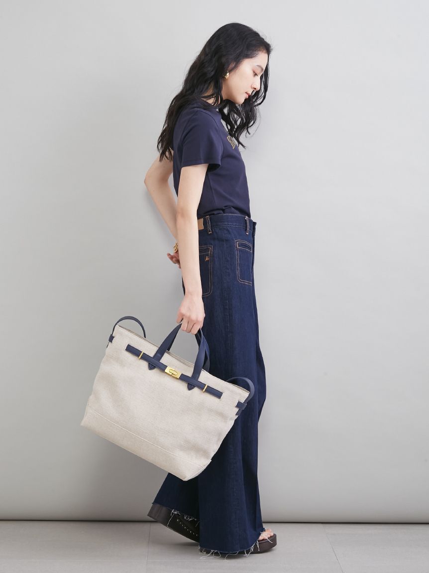 Mila Owen「【MILA PANTS】玉縁ポケットセミフレアデニムパンツ」|デニム|