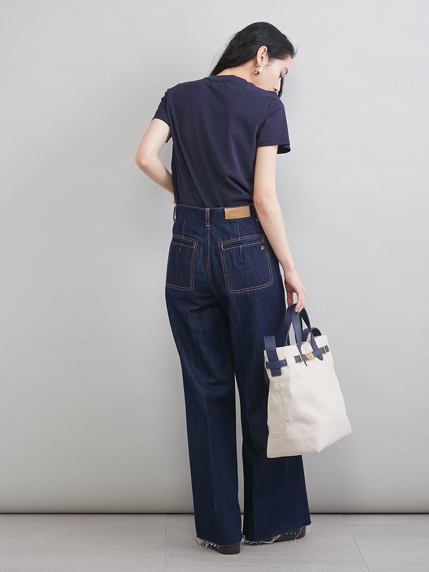 Mila Owen「【MILA PANTS】玉縁ポケットセミフレアデニムパンツ」|デニム|