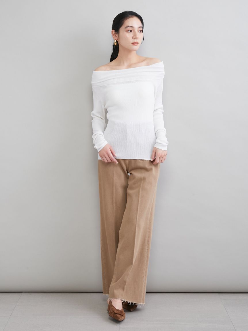 Mila Owen「【MILA PANTS】玉縁ポケットセミフレアデニムパンツ」|デニム|