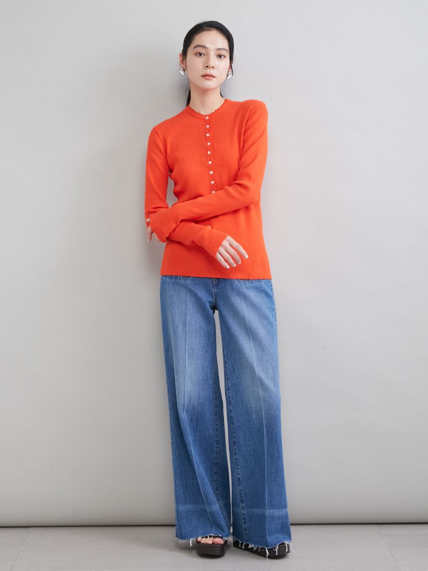 Mila Owen「【MILA PANTS】玉縁ポケットセミフレアデニムパンツ」|デニム|