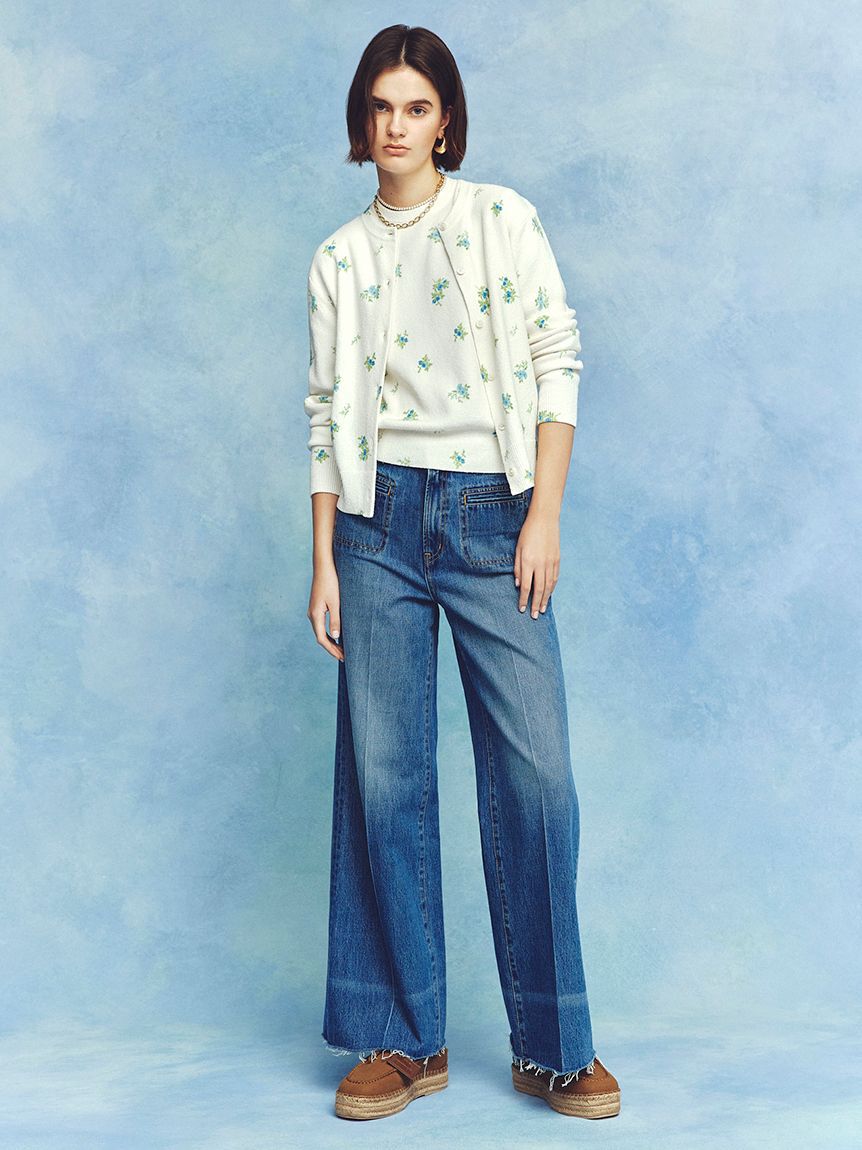 Mila Owen「【MILA PANTS】玉縁ポケットセミフレアデニムパンツ」|デニム|