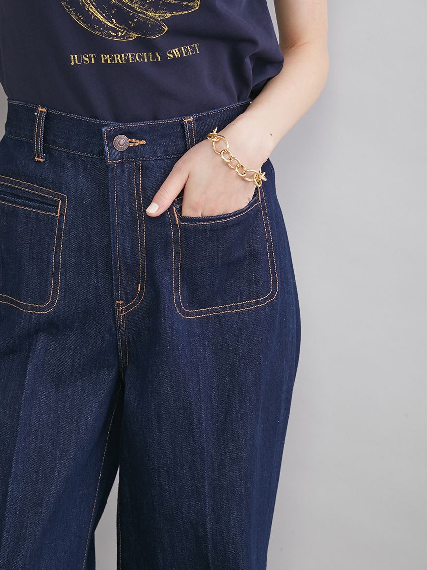 Mila Owen「【MILA PANTS】玉縁ポケットセミフレアデニムパンツ」|デニム|