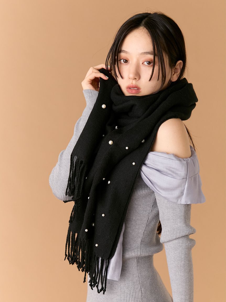 LILY BROWN「[L.B CANDY STOCK]パールビジュー付きストール」|マフラー|