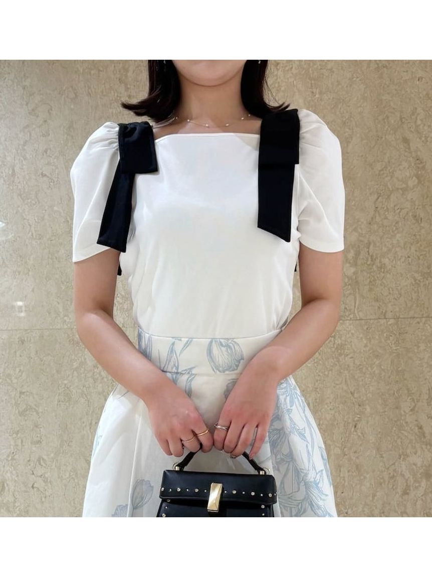 CELFORD「ショルダーリボンハーフスリーブカットトップス」|Tシャツ・カットソー|