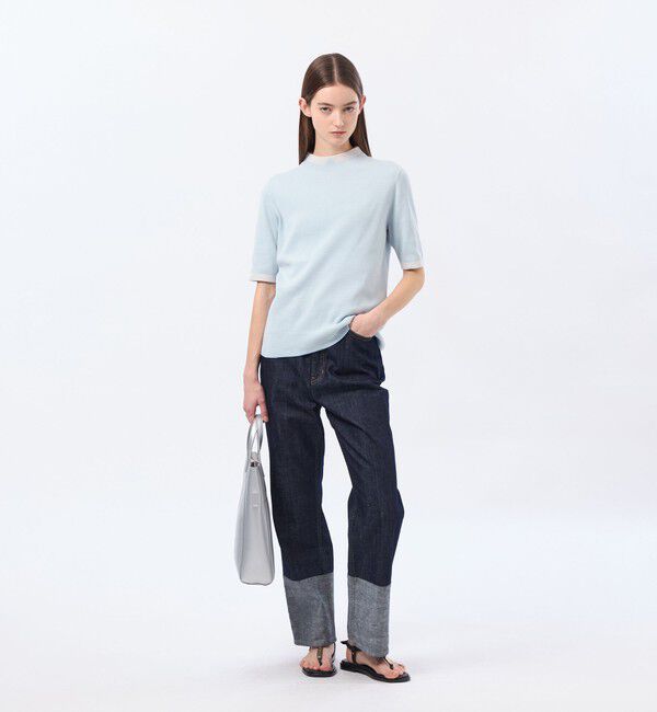 MACKINTOSH PHILOSOPHY「【LEE4月号/蛯原友里さん着用】Cleric Collar Knit ハーフスリーブ」|ニット・セーター|