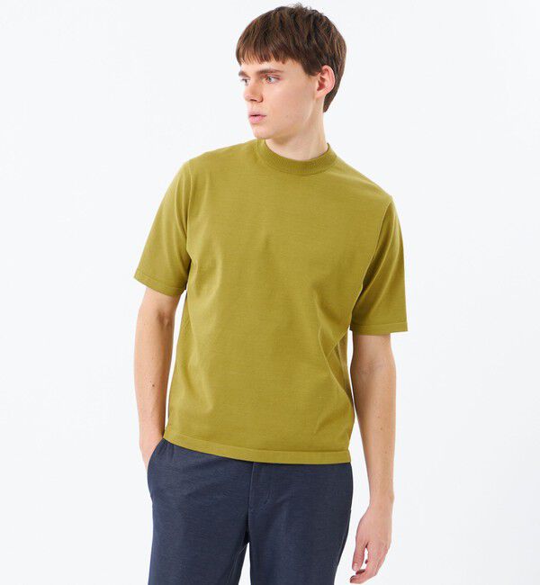 MACKINTOSH PHILOSOPHY「16Gプレーティング天竺 セミモックネックニットTシャツ」|Tシャツ・カットソー|マスタード