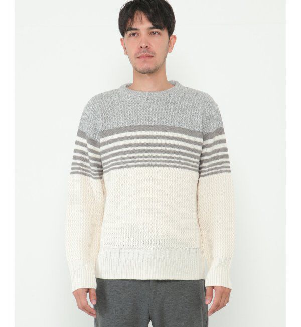 ikka「編地MIXパネルボーダーニット」|プルオーバー|